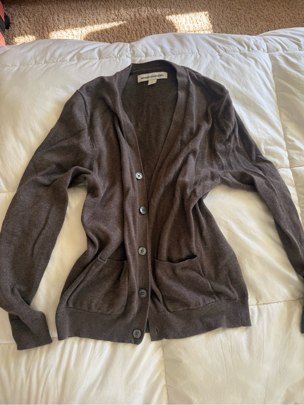 Amazon Essentials Women's Dark Brown Button-Front Cardigan